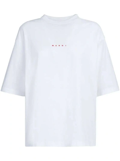 Shop Marni White Logo-print Cotton T-shirt