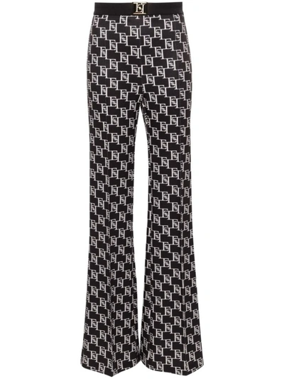 Shop Elisabetta Franchi Monogram Pants In Grey