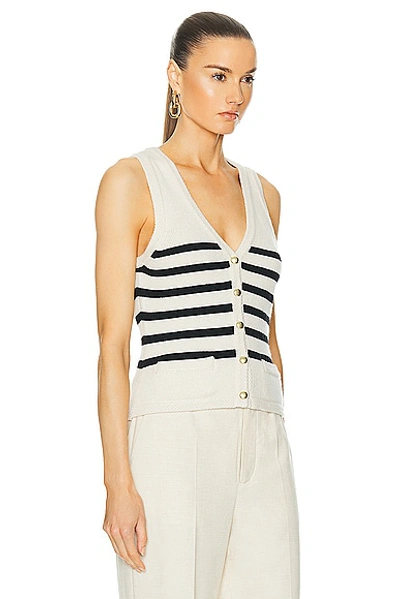 Shop L'academie By Marianna Calanth Striped Vest In Cream & Black