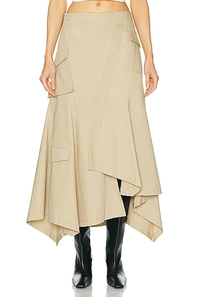 Shop L'academie By Marianna Noma Midi Skirt In Light Khaki