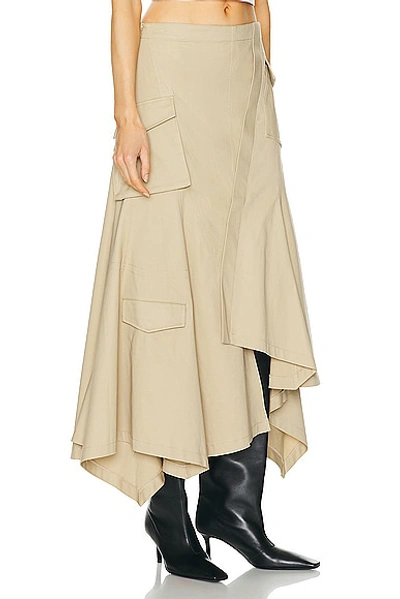 L'academie By Marianna Noma Midi Skirt In Light Khaki
