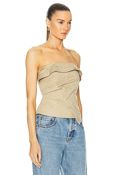 Shop L'academie By Marianna Noma Top In Light Khaki
