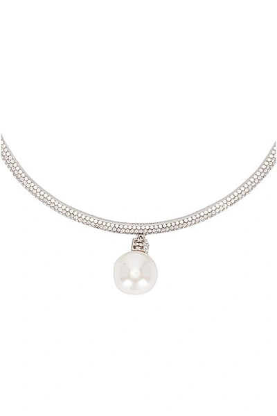 Shop Givenchy Pearl Crystal Necklace In White & Silvery