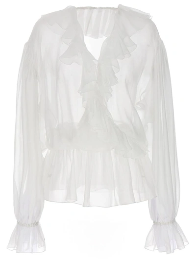 Shop Dolce & Gabbana Ruffle Blouse In White