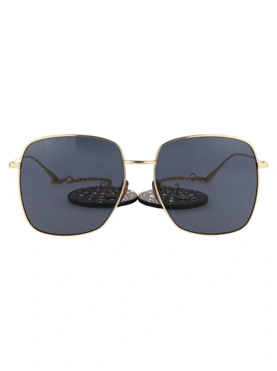 Shop Gucci Sunglasses In 009 Gold Gold Grey