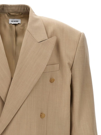 Shop Hed Mayner Double-breasted Wool Blazer In Beige