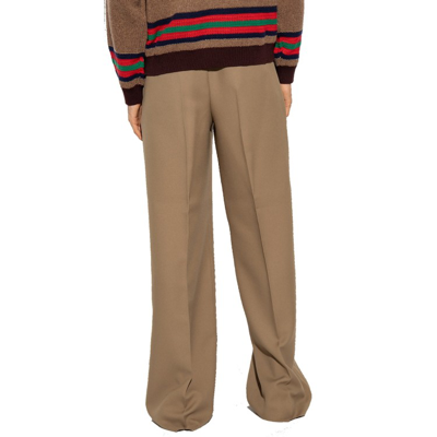 Shop Gucci Pleat-front Trousers In Brown