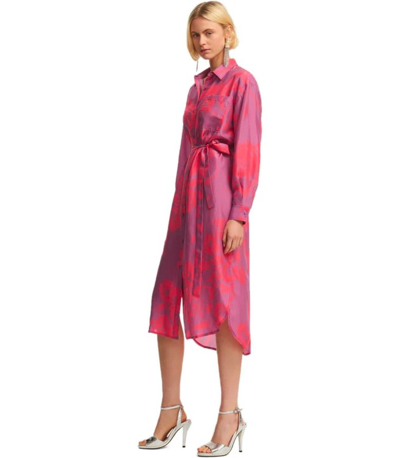 Shop Essentiel Antwerp Foxglove Fuchsia Shirt Dress In Pink