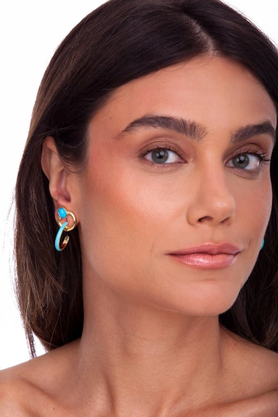 Shop M. Dolores Colors Earring Turquoise Howlite/ Blue Enamel In Not Applicable
