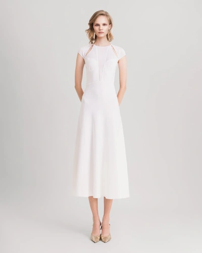 Shop Gemy Maalouf White Knit Midi Dress With Cut-outs - Midi Dresses