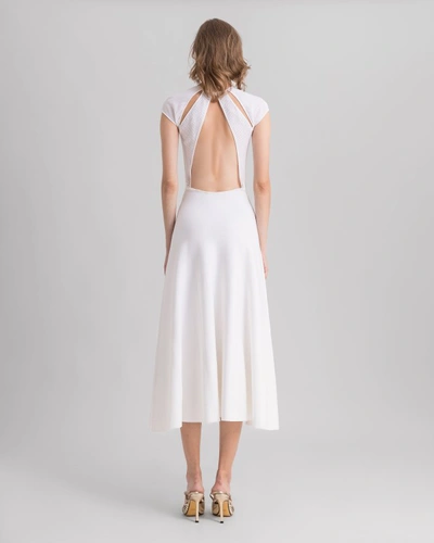 Shop Gemy Maalouf White Knit Midi Dress With Cut-outs - Midi Dresses