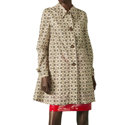 Gucci Horsebit-print Shell Coat In Neutrals