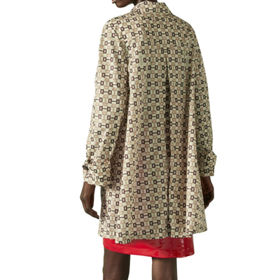 Gucci Horsebit-print Shell Coat In Neutrals