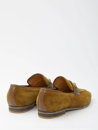 Shop Gucci Corduroy Loafers With Horsebit In Brown