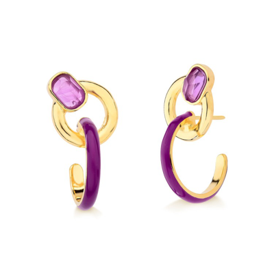 Shop M. Dolores Colors Earring Amethyst / Purple Enamel In Not Applicable