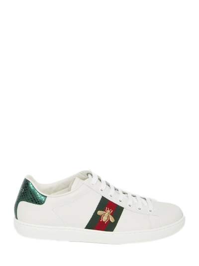 Shop Gucci Ace Sneakers With Bee Embroidery In White