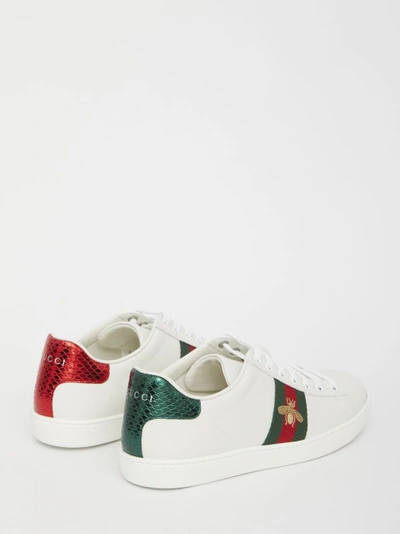 Shop Gucci Ace Sneakers With Bee Embroidery In White