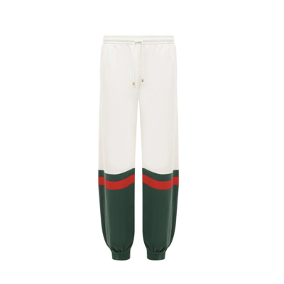 Shop Gucci Cotton Ribbed Pants In White