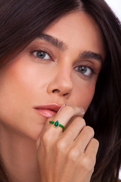 Shop M. Dolores Colors Ring Green Agate/ Green Enamel In Not Applicable