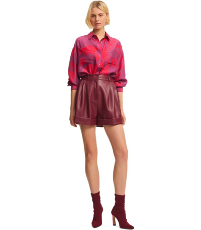 Shop Essentiel Antwerp Forgetmenot Fuchsia Shirt In Burgundy