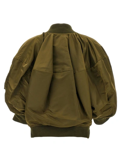 Shop Sacai Nylon Cropped Bomber Jacket In Green