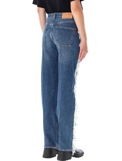 Shop Stella Mccartney Fringed Straight Leg Jeans In Vintage Dark