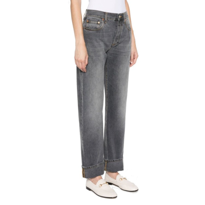 Shop Gucci Five Pockets Washed Jeans In Grey