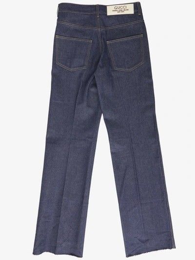 Shop Gucci Blue Denim Jeans In Grey