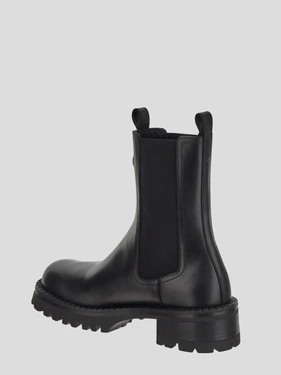 Versace La Medusa Embossed Logo Black Leather Boots In Black- Gold