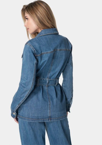 Bebe Semi Fitted Utility Denim Jacket In Cielo Wash