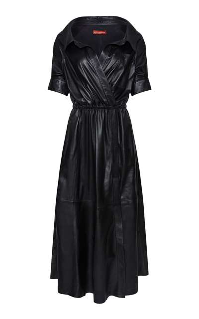 Shop Altuzarra Lydia Leather Midi Dress In Black