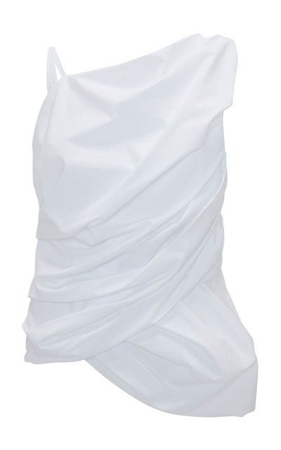 Shop Jw Anderson Draped Cotton Sleeveless Top In White