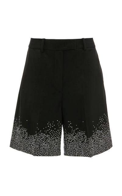 Shop Jw Anderson Crystal-embellished Wool Shorts In Black
