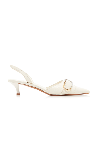 Shop Givenchy Voyou Leather Slingback Pumps In White