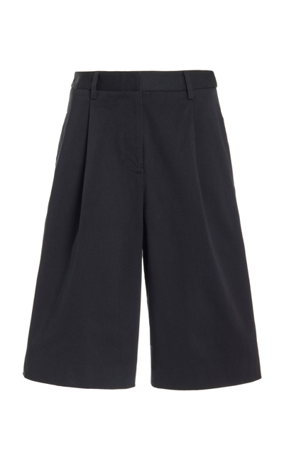 Shop Matteau Organic Cotton-blend Twill Shorts In Black