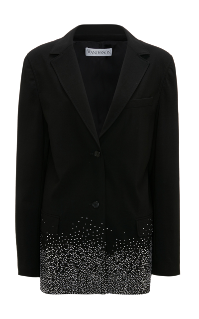 Shop Jw Anderson Crystal-embellished Wool Blazer In Black