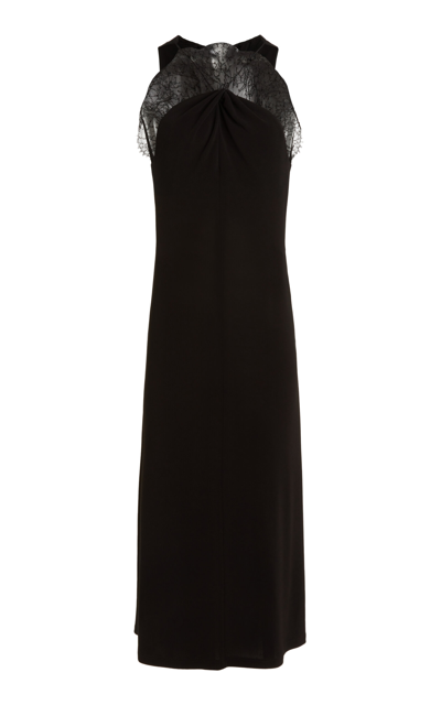 Shop Givenchy Lace-detailed Crepe Midi Dress In Black
