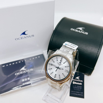 Pre-owned Casio Oceanus Ocw-t200s-7ajf Solar Radio Watch From Japan 3 Hands Models White