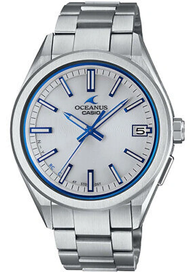 Pre-owned Casio Oceanus Ocw-t200s-7ajf Solar Radio Watch From Japan 3 Hands Models White