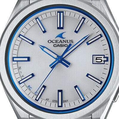 Pre-owned Casio Oceanus Ocw-t200s-7ajf Solar Radio Watch From Japan 3 Hands Models White
