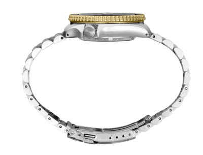 Pre-owned Seiko 5 Ssk017 Gmt Steel Case/bracelet Yellow Dial Date Automaticsport Watch$475