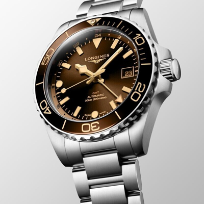 Pre-owned Longines Hydroconquest Gmt 41mm Brown Dial Steel Men's Watch L3.790.4.66.6