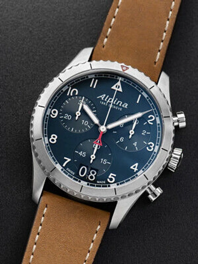 Pre-owned Alpina Al-372nw4s26 Startimer Pilot Chronograph Mens Watch 41mm