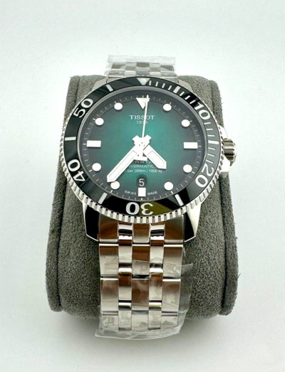 Pre-owned Tissot Seastar 1000 T-sport Green Watch T120.407.11.091.01 In Box With Tags