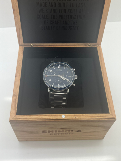 Pre-owned Shinola The Canfield Sport Blue Dial Stainless Steel Watch, 45mm S0120089890