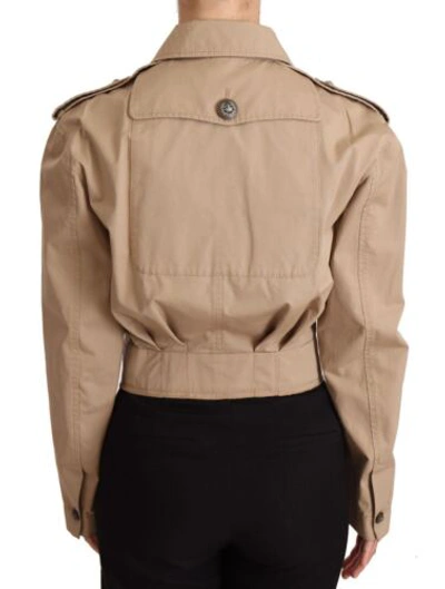 Pre-owned Dolce & Gabbana Dolce&gabbana Women Beige Jacket 100% Cotton Button Cropped Pockets Bomber It 38
