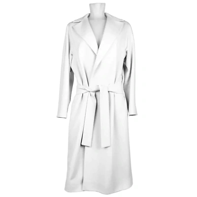 Pre-owned Made In Italy Elegant Virgin Wool Raglan Sleeve Coat In White