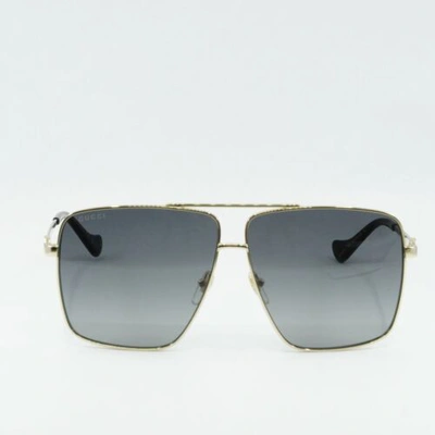Pre-owned Gucci Gg1087s 001 Gold/grey 63-10-140 Sunglasses In Gray