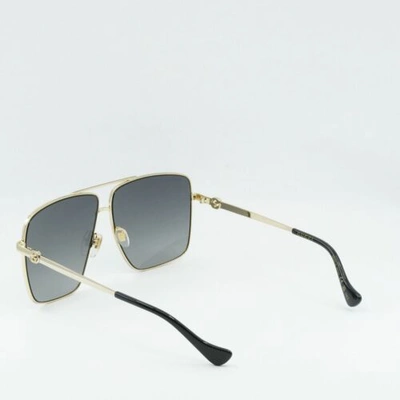 Pre-owned Gucci Gg1087s 001 Gold/grey 63-10-140 Sunglasses In Gray