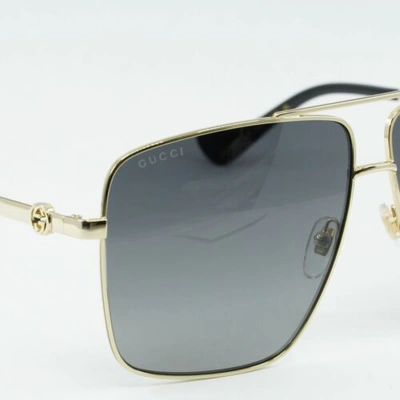 Pre-owned Gucci Gg1087s 001 Gold/grey 63-10-140 Sunglasses In Gray